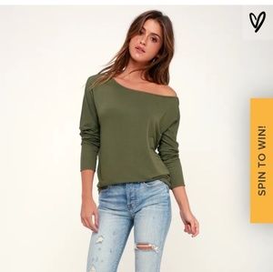 Lulu's olive & oak green long sleeve sweater